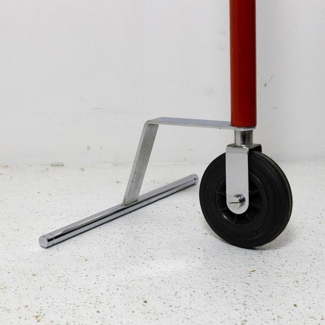 Italian Coat Rack with Wheel, 1980s For Sale - Image 3 of 7