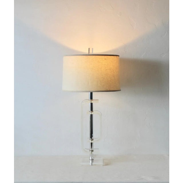 Pierre Cardin Style Lucite Table Lamp Mid Century Vintage. Very good vintage condition, chrome is in good shape and very...