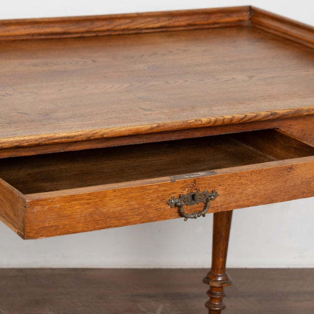 Brown 19th-Century Oak Desk With Single Drawer For Sale - Image 8 of 11
