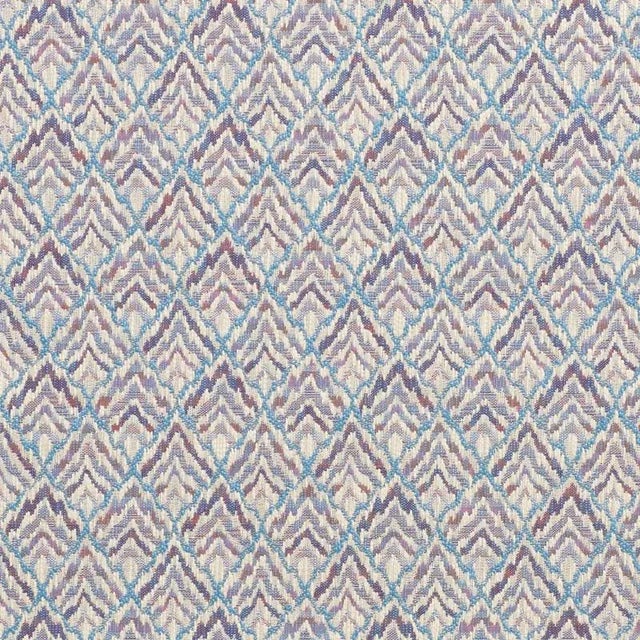 Inspired by a classic bargello motif, Halcyon is a complicated, textural weave of chunky weft yarns on a multicolored...