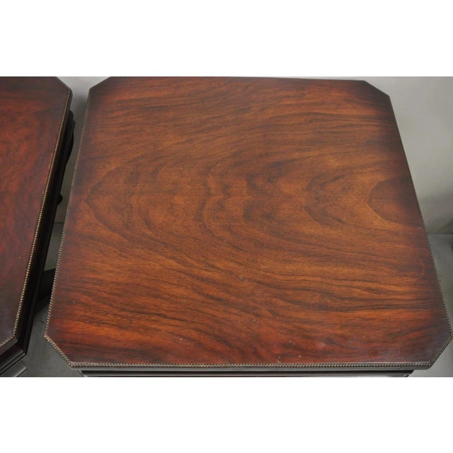 Wood Vintage French Empire Style Mahogany 2 Tier Paw Feet Side End Tables - A Pair For Sale - Image 7 of 12