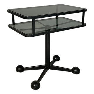 Italian Modern Black Metal and Smoked Glass Cart by Arredamenti Allegri, 1980s For Sale