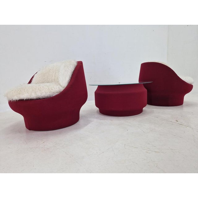Lounge Chairs and Coffee Table, France, 1970s, Set of 3 For Sale - Image 9 of 16