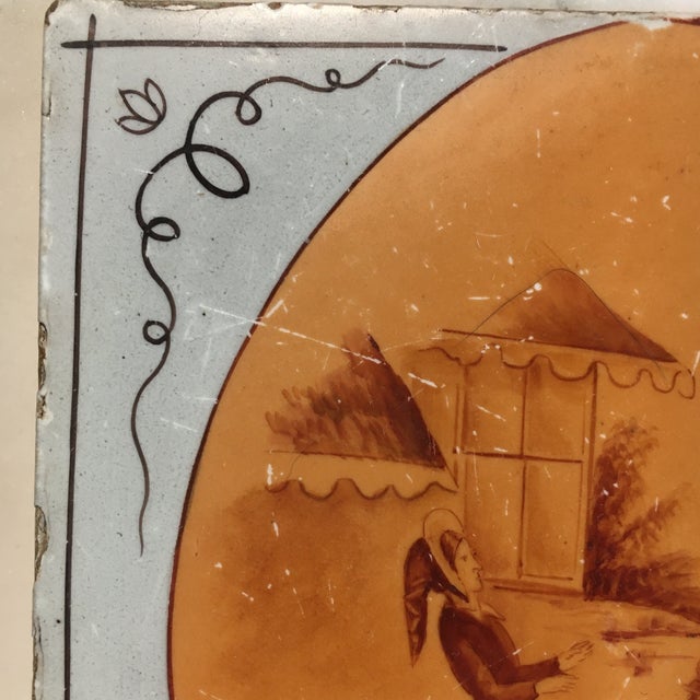 Rustic Early 19th Century Hand Painted Country Scene Tile by Minton For Sale - Image 3 of 7