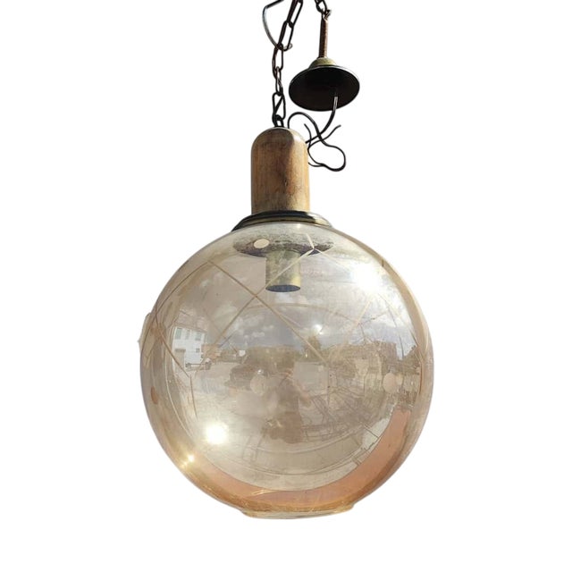 Vintage Glass Bowl Pendant For Sale