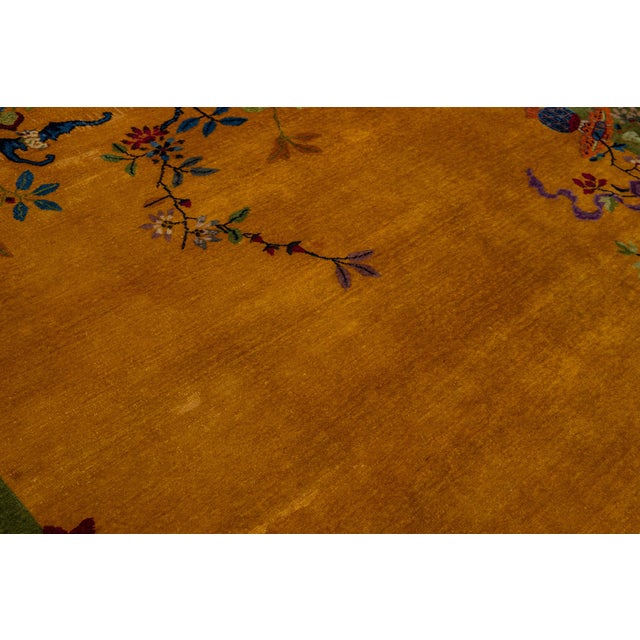 8 X 10 Goldenrod Antique Chinese Art Deco Handmade Wool Rug | Chairish