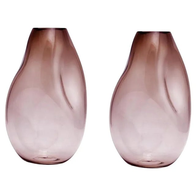 Glass Supernova IV Silver Smoke Red L Vases by Eloa, Set of 2 For Sale - Image 7 of 7