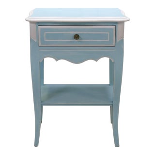 Vintage French Provincial Turquoise Blue Nightstand For Sale