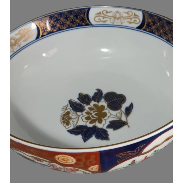 Imari Porcelain Vintage Japanese Porcelain Colorful Floral Gold Imari Bowl, Marked For Sale - Image 4 of 8