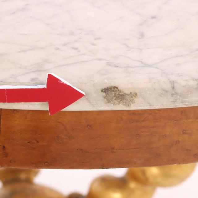 Mid 20th Century Italian Mid-Century Giltwood & Marble Center Table For Sale - Image 5 of 7