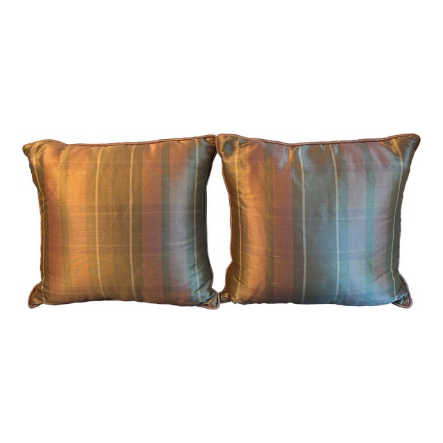 Pair of 1990s Decorative Silk Pillows For Sale