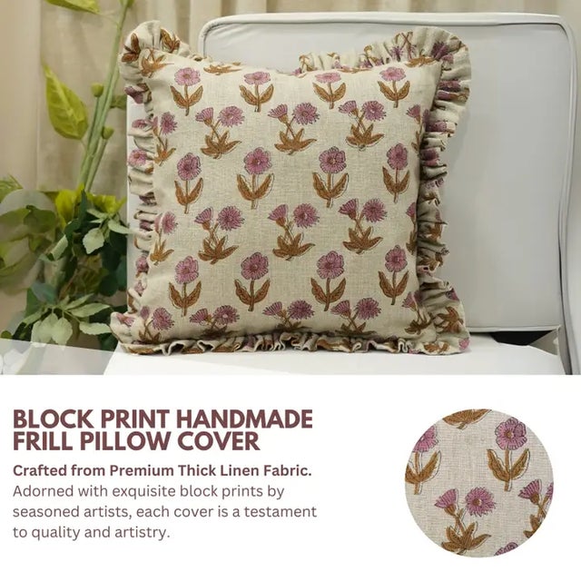 * Hand block printed cushion cover – features traditional block printing for a timeless, artisan-crafted aesthetic. * Made...