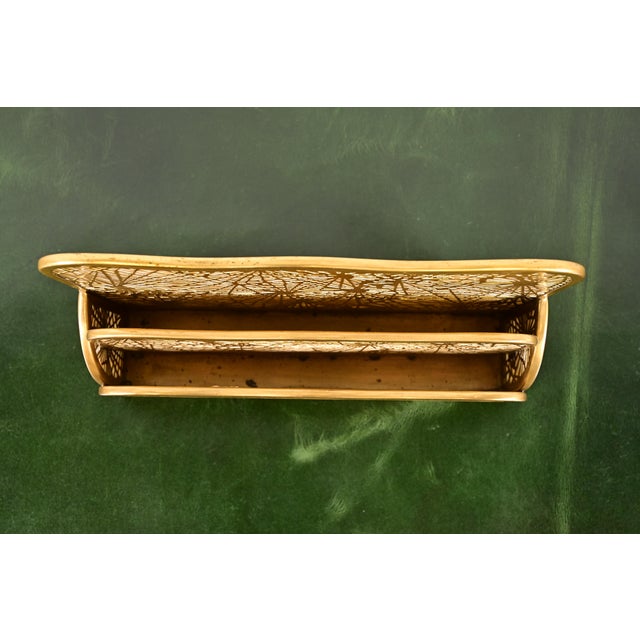 Early 20th Century Tiffany Studios New York Pine Needle Bronze Doré and Favrile Slag Glass Letter Rack For Sale - Image 5 of 11