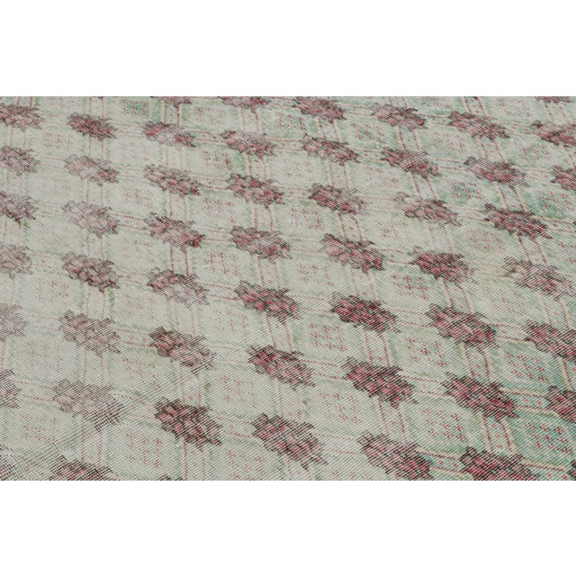 Rug & Kilim Vintage Zeki Müren Rug in Turquoise With Geometric Patterns, From Rug & Kilim For Sale - Image 4 of 7