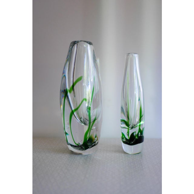 Glass Seaweed & Fish Vases by V. L. Kosta, Set of 2 For Sale - Image 7 of 16