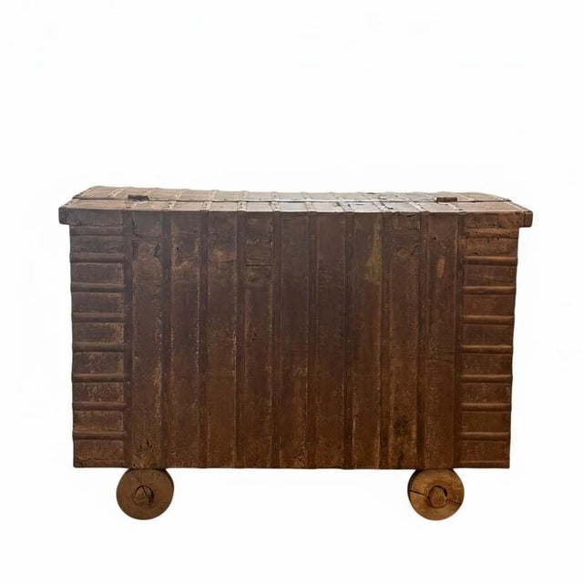 1900s Eclectic Style Antique Wooden 55" Wide Indian Dhamchiya Chest For Sale In Houston - Image 6 of 12