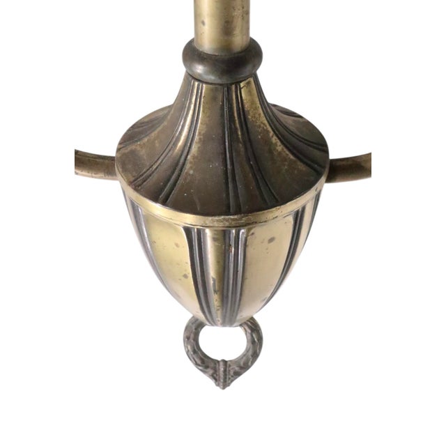 Early Electric Brass Two Arm Chandelier Made in Usa Circa 1900/20's For Sale - Image 9 of 11