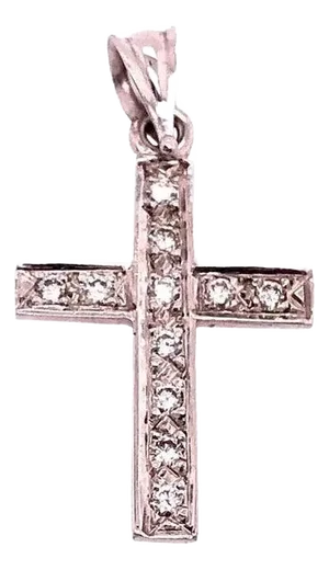 14 Karat White Gold and Diamond Religious / Crucifix Pendant