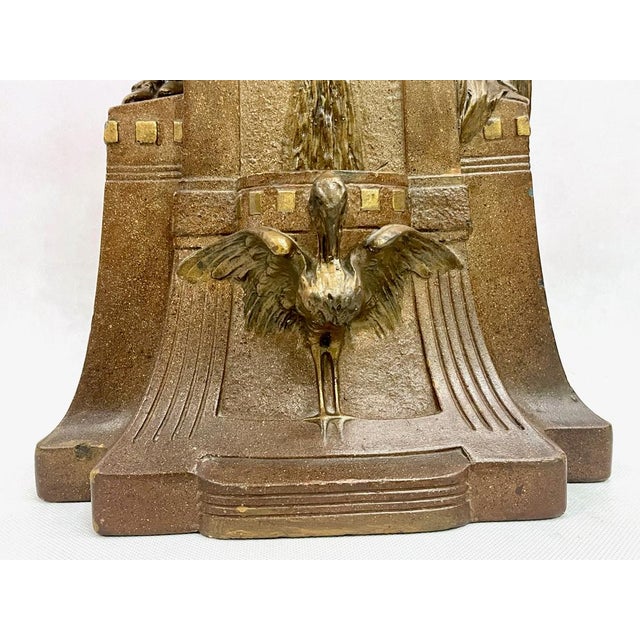 Large French Art Nouveau No 112 Fontaine De Labour Table Clock in Plaster from Lb Deposee, 1890s For Sale - Image 11 of 14