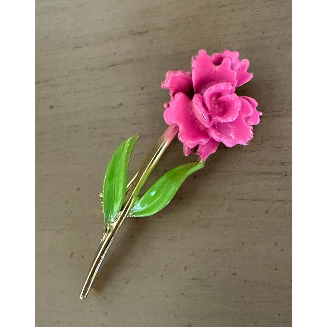 American 1960’s Vintage Enamel Flower Brooch For Sale - Image 3 of 6