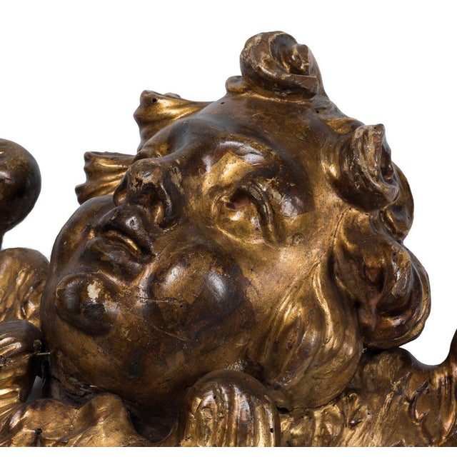 18th Century Wooden Gilded Angel Heads, Set of 2 For Sale - Image 5 of 9