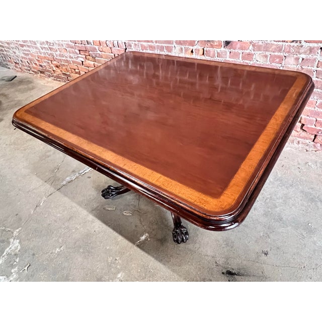 1950s Vintage English Mahogany With Rosewood Banding Pedestal Tilt Top Table For Sale - Image 12 of 12