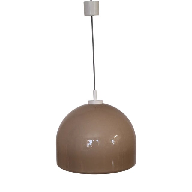Vintage German Ceiling Lamp with Beige Plastic Shade, 1970s For Sale