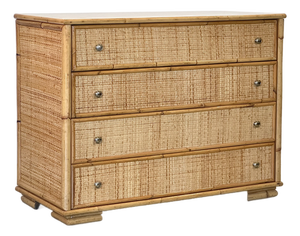 Wicker and Bamboo Chest of Drawers, 1970s