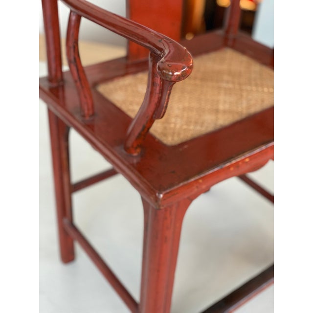 Chair in Ming Chinese style with High Backrest and Red Lacquer For Sale - Image 13 of 18