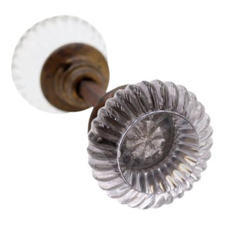 Pair of Vintage Fluted Clear Glass Door Knobs For Sale