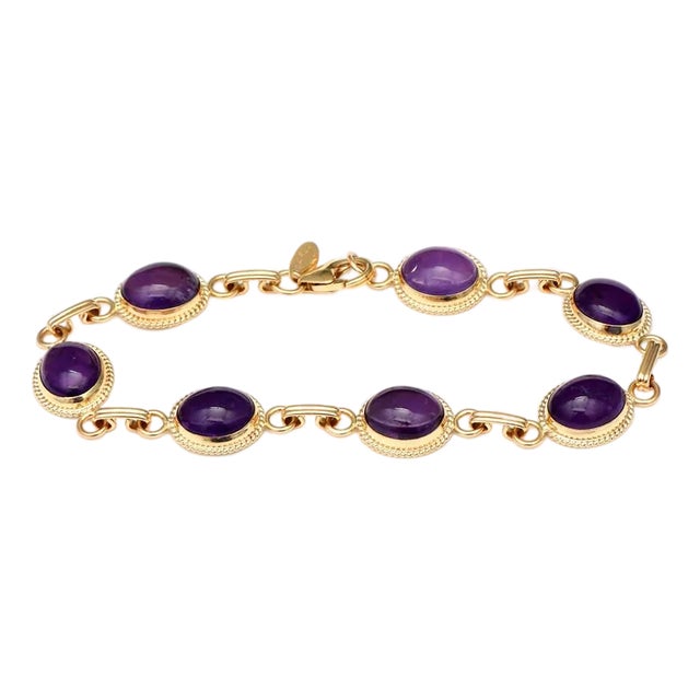 14KY Amethyst(16.50) Bezel Link Bracelet For Sale