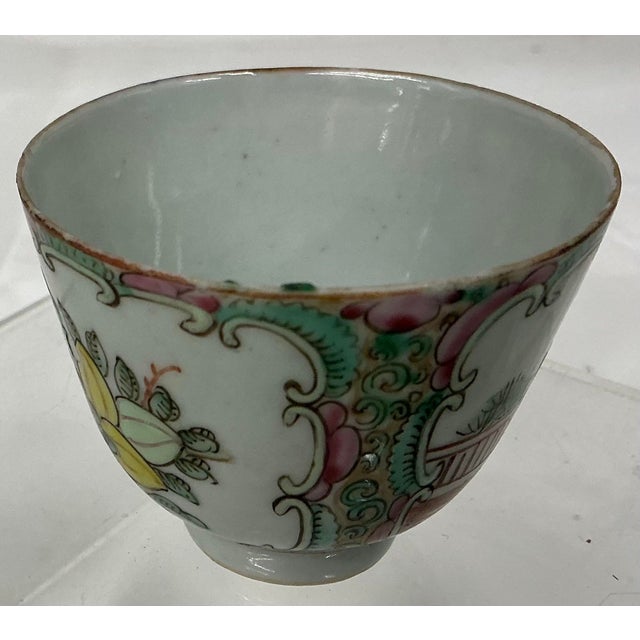 Antique Chinese Export Famille Rose Medallion Porcelain Cups , Near Pair For Sale - Image 9 of 11