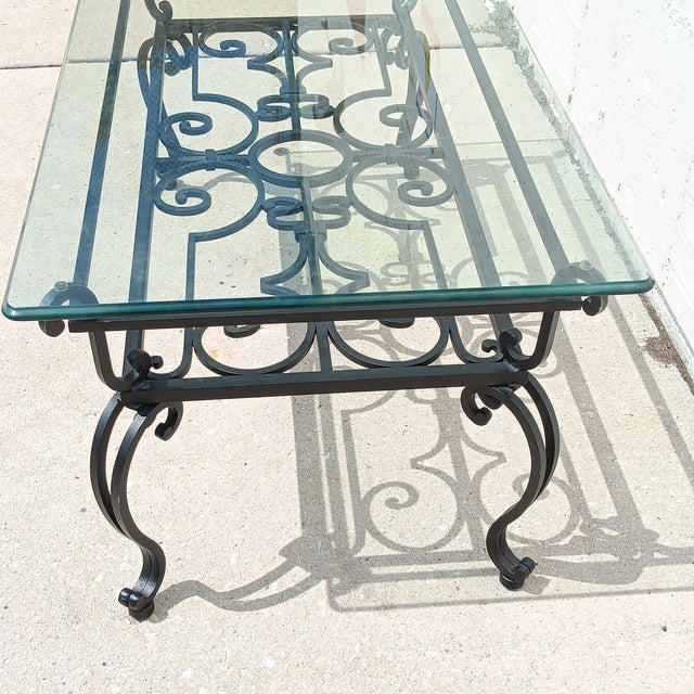 Vintage 19th Century French Wrought Iron Indoor/Outdoor Coffee Table With 1" Thick Table Top Glass For Sale - Image 17 of 18