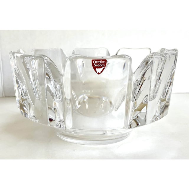 Vintage Orrefors Crystal Corona Bowl by Lars Hellsten | Chairish