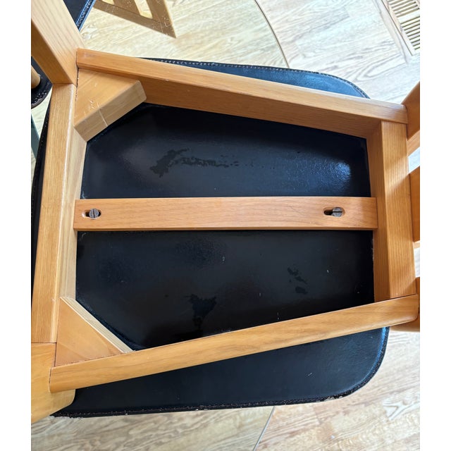 1980s Vintage Italian Wood and Brown Leather Chairs - In the Style of Pietro Costantini-Set of 4 For Sale - Image 13 of 18