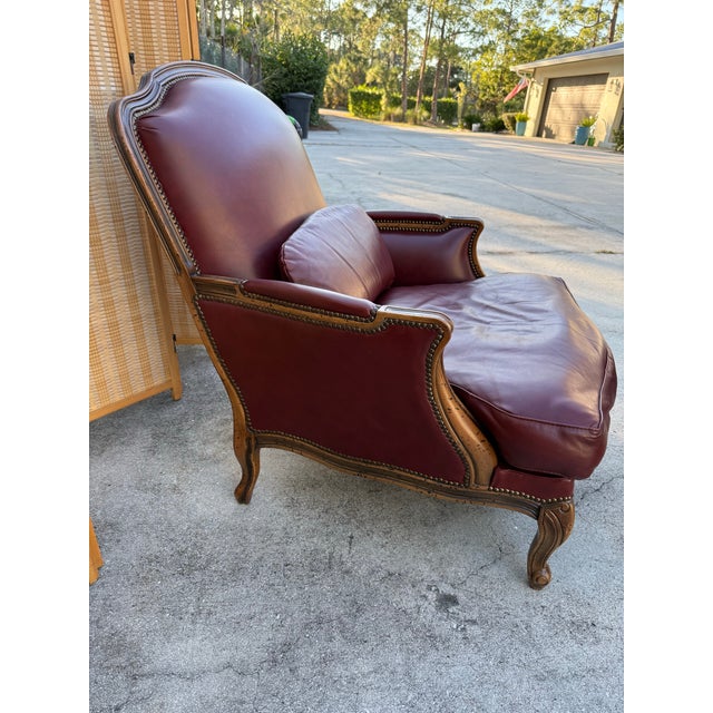 Vintage Italian Leather Lounge Chair & Ottoman by Chateau D’Ax For Sale - Image 11 of 12