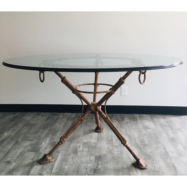 Vintage Wrought Iron And Glass Dining Table Chairish