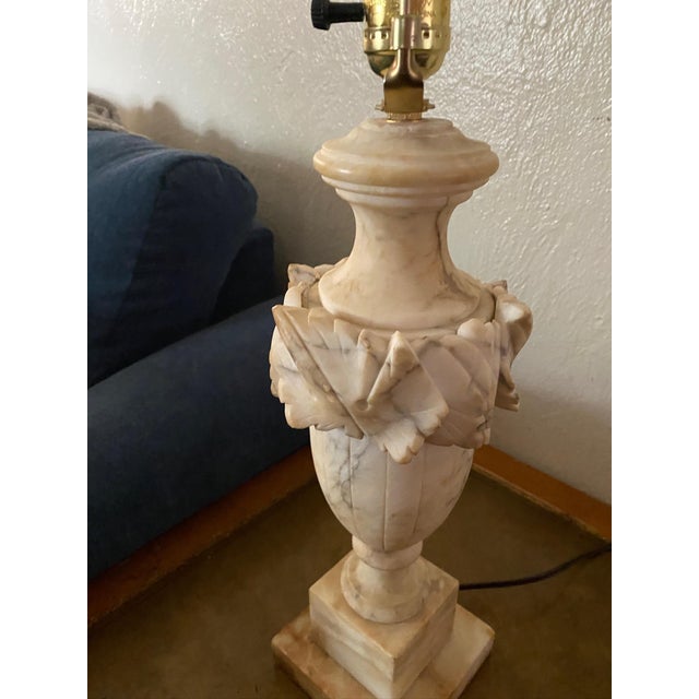 Mid 20th Century Neoclassical Carved Stone Italian Alabaster Urn Lamp For Sale - Image 11 of 11