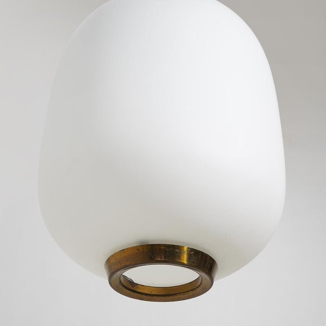 Chandelier in White Opaline Glass and Brass, 1950s For Sale - Image 12 of 14