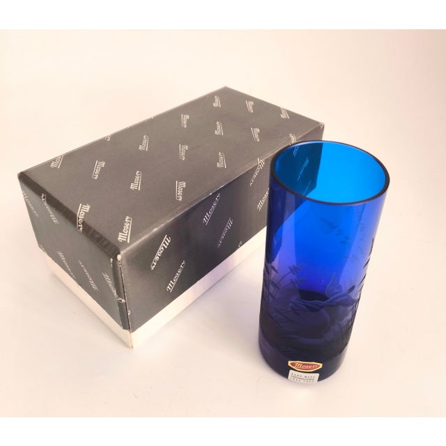 Moser “Royal Blue” Hand-Cut Crystal Vase For Sale - Image 9 of 13