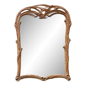 Vintage Coastal Carved Faux Bois Wood Mirror