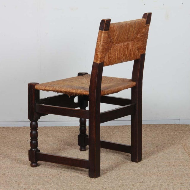 Straw-Seated Wood Chair, France, 1940s For Sale - Image 3 of 8