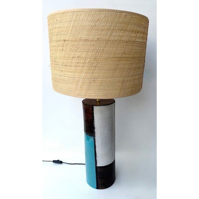 Mid-Century Pair of Ceramic Lamps Mondrian by Bitossi. Italy, 1990s For Sale - Image 9 of 13