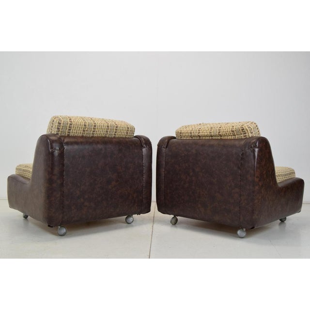 Mid-Century Leatherette Armchairs on Wheels, 1970s, Set of 2 For Sale - Image 12 of 17