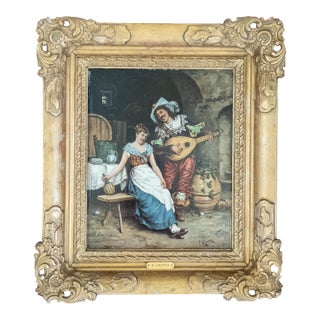 19th Century Continental European Dutch Style Interior Tavern Genre Scene Painting, Signed For Sale