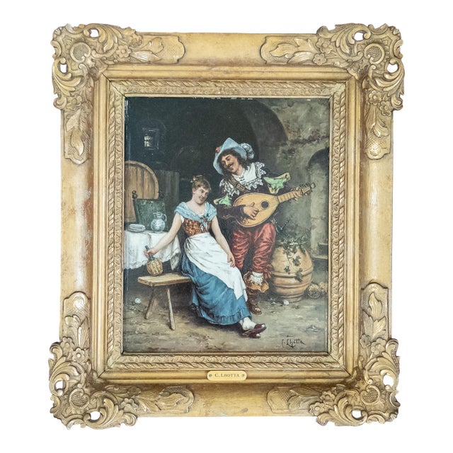 19th Century Continental European Dutch Style Interior Tavern Genre Scene Painting, Signed For Sale