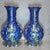 Late 20th Century Pair of Chinese Deep Blue Famille Rose Plum Blossom Floral Vases, Chinoiserie Decor Vessels For Sale - Image 5 of 9