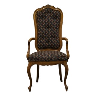 Thomasville Furniture Camille Collection Country French Upholstered Cane Back Dining Arm Chair 11421 For Sale