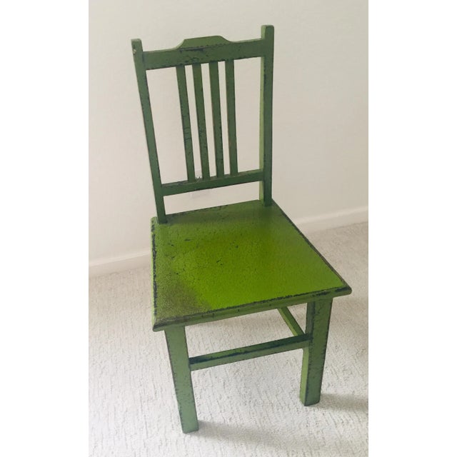Wood 1990s Lime Green Distressed Side Chair For Sale - Image 7 of 7