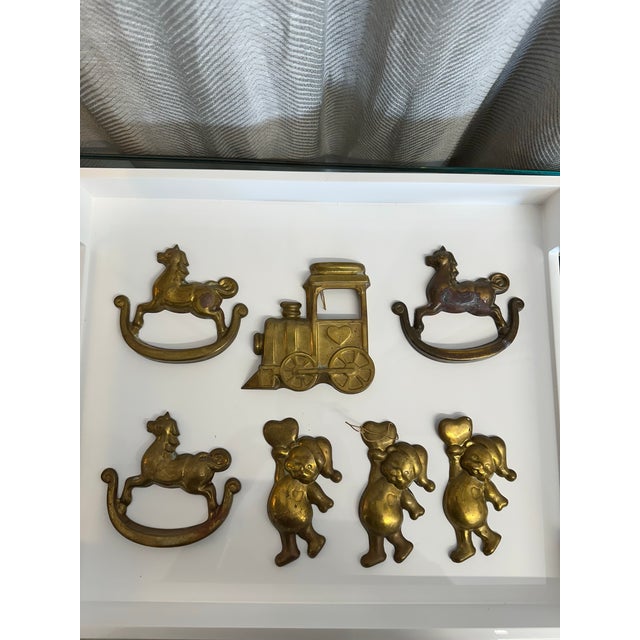 Shabby Chic Vintage Brass Toys Motif Ornament, S/ For Sale - Image 3 of 6